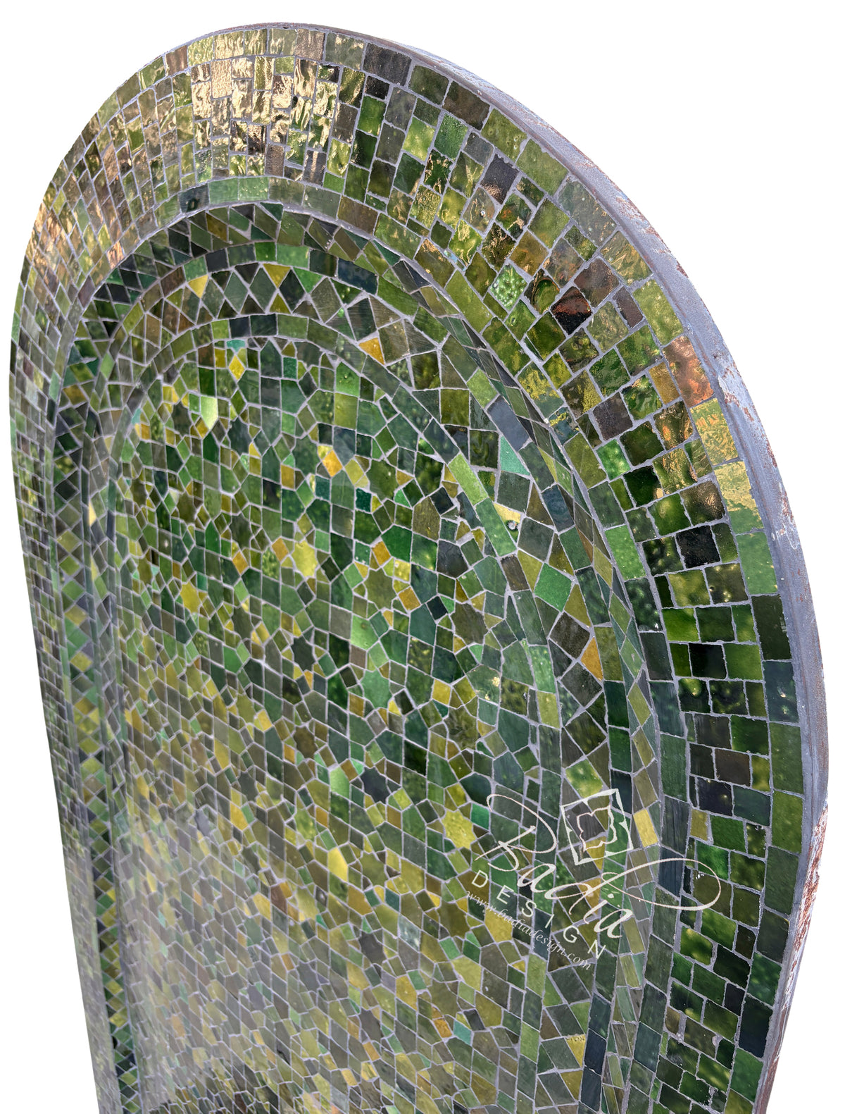 Tall Deep Green Multi-Shade Mosaic Fountain
