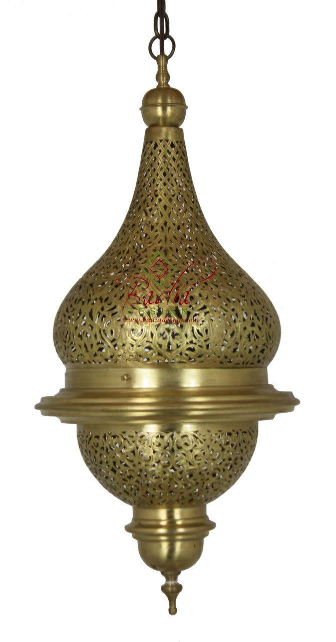 Tall Hand Punched Brass Chandelier