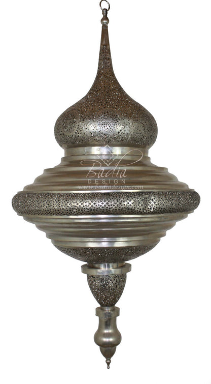Tall Hand Punched Silver Chandelier