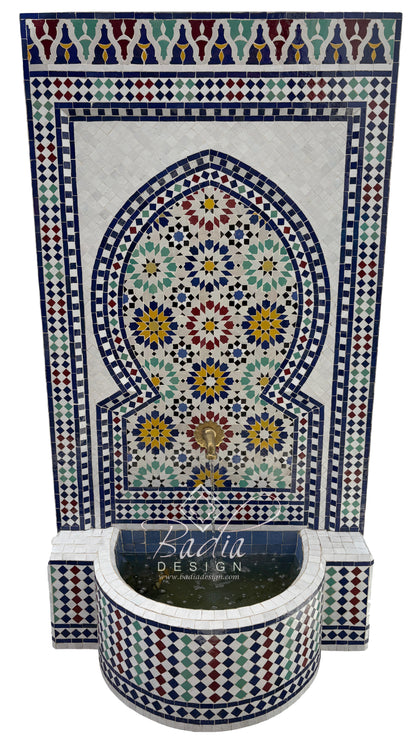 Tall Moroccan Multi-Color Mosaic Tile Water Fountain