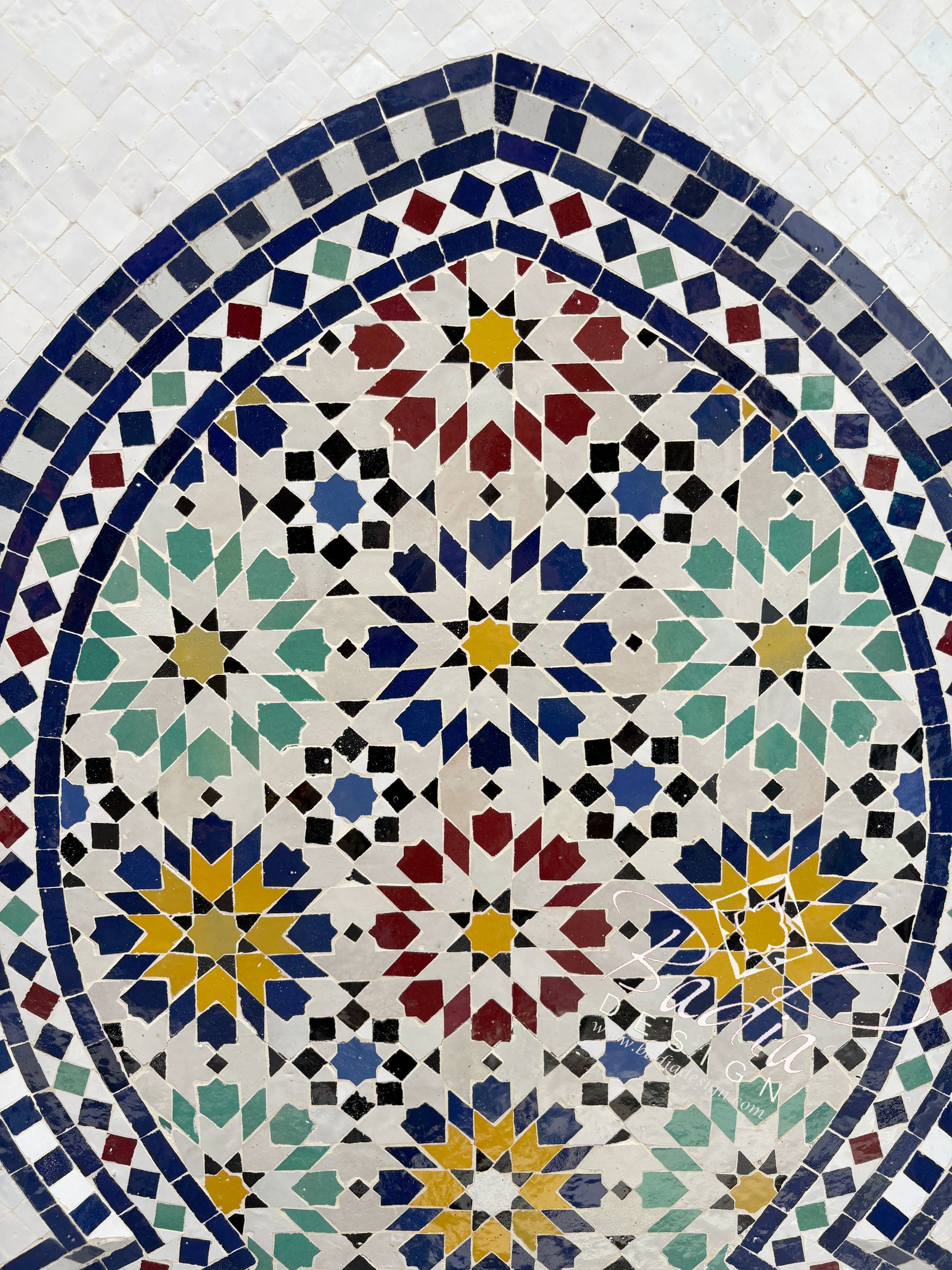 Tall Multi-Color Mosaic Tile Water Fountain