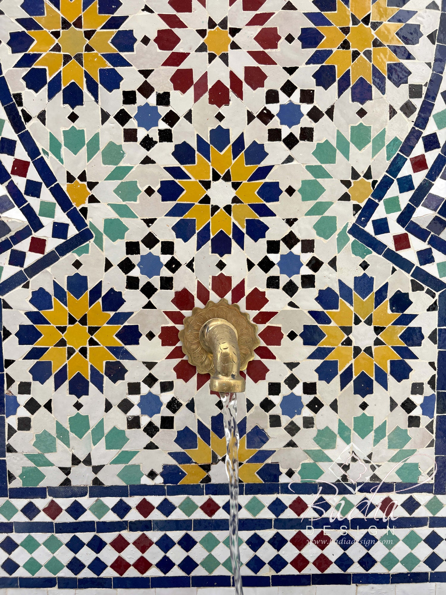 Tall Multi-Color Mosaic Tile Water Fountain
