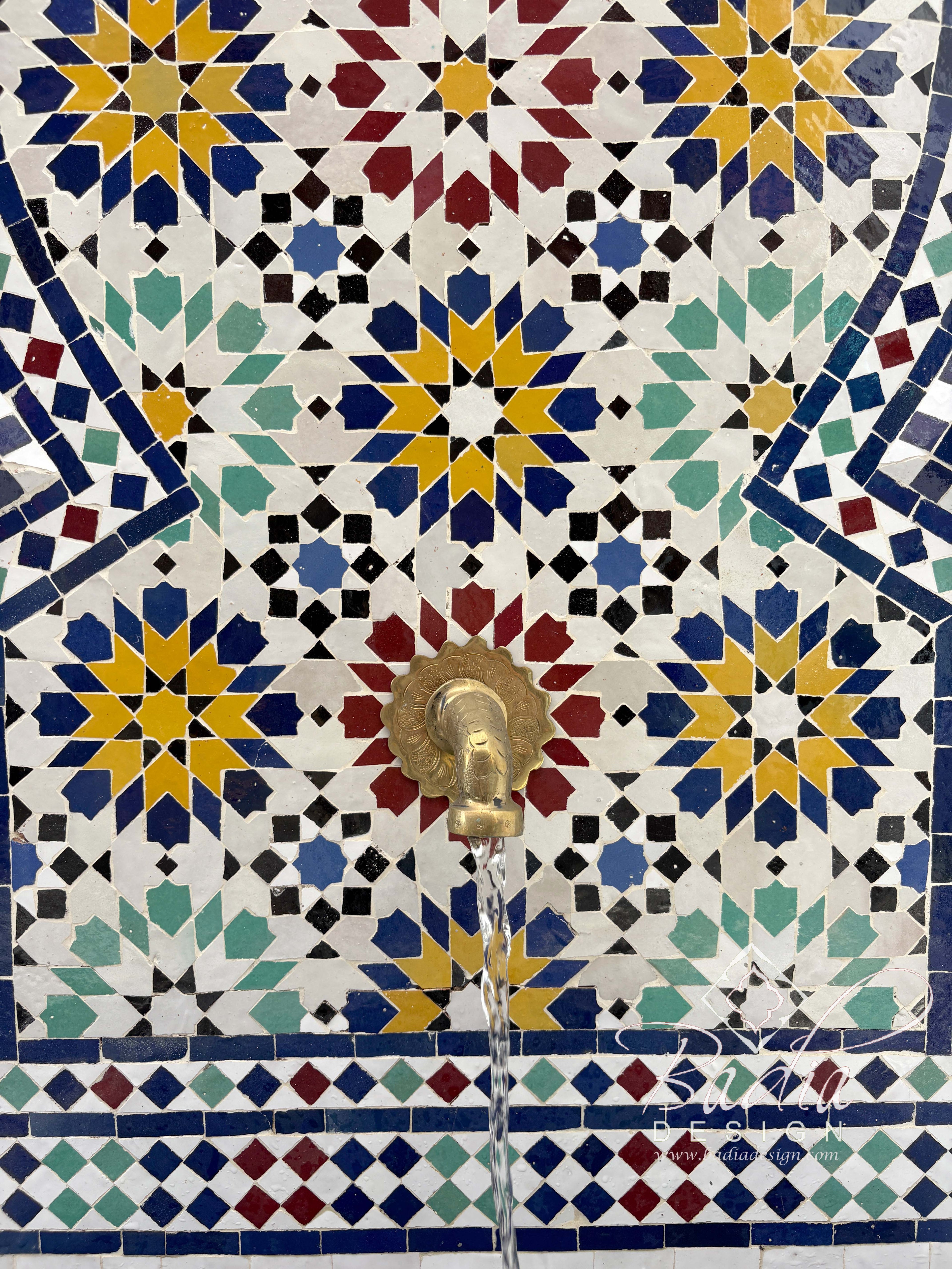 Tall Multi-Color Mosaic Tile Water Fountain