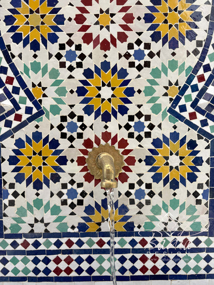 Tall Multi-Color Mosaic Tile Water Fountain