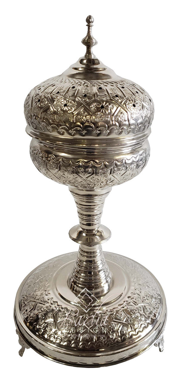 Moroccan Hand-Forged Silver Incense Burner