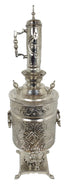 Tall Moroccan Brass Silver Water Container with Spout