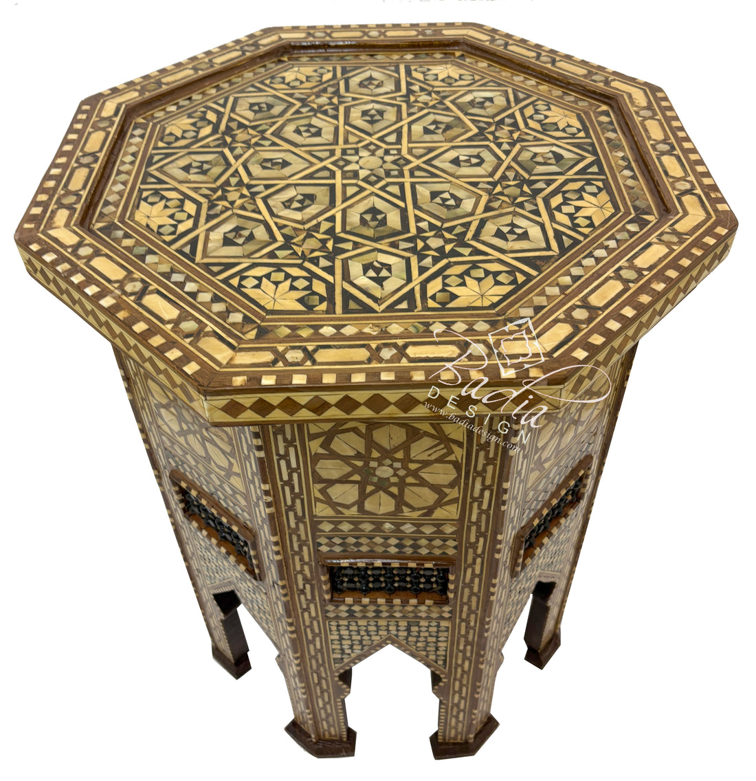 Tall Syrian Decorative Inlay End Table