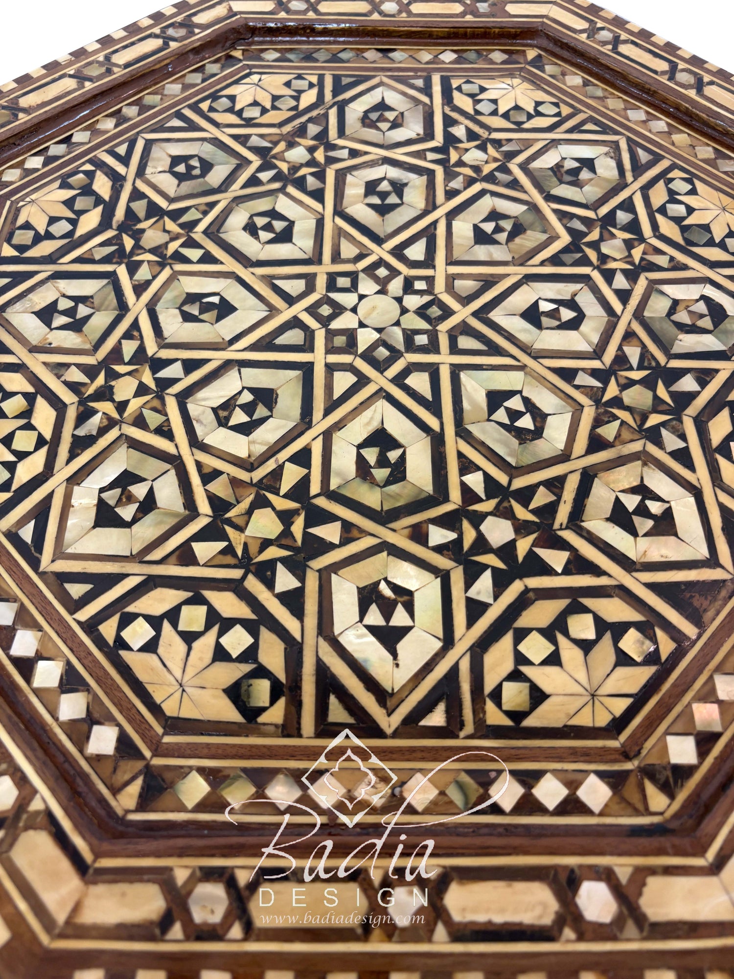 Tall Syrian Design Inlay Accent End Table