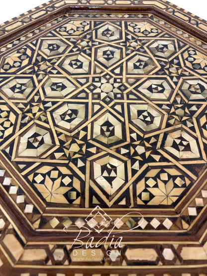 Tall Syrian Design Inlay Accent End Table
