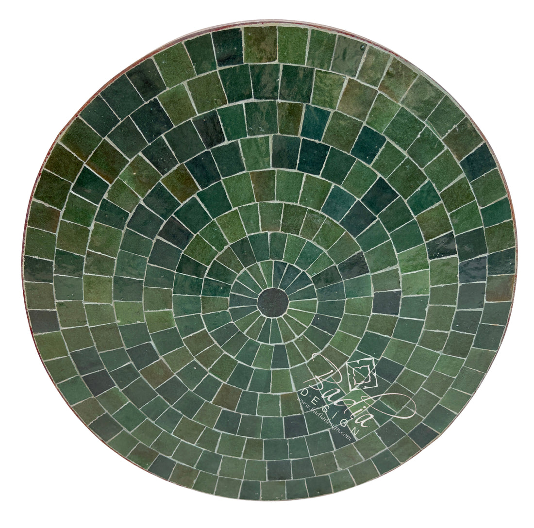 24" Moroccan Round Evergreen Tile Table Top