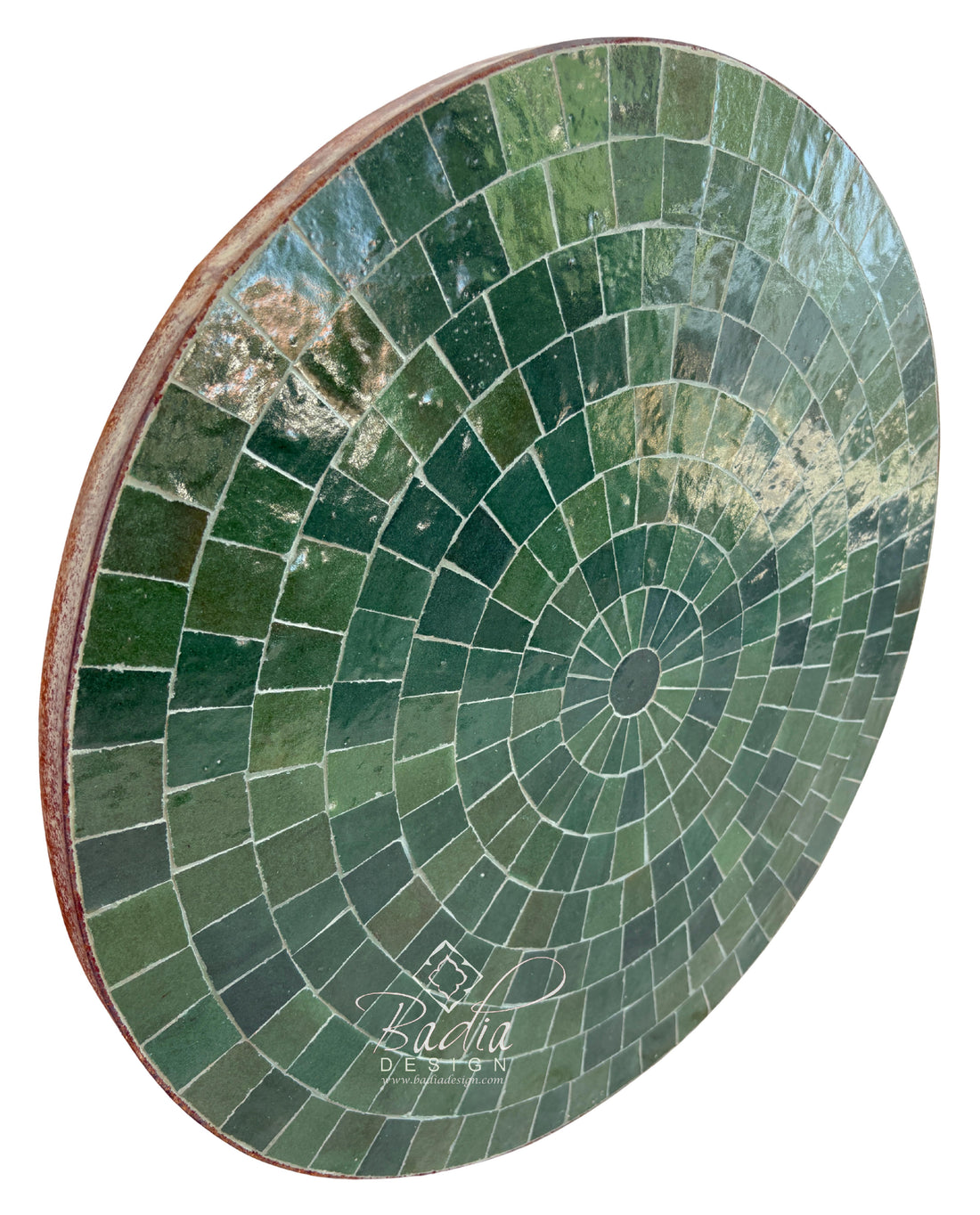 24" Moroccan Round Evergreen Tile Table Top