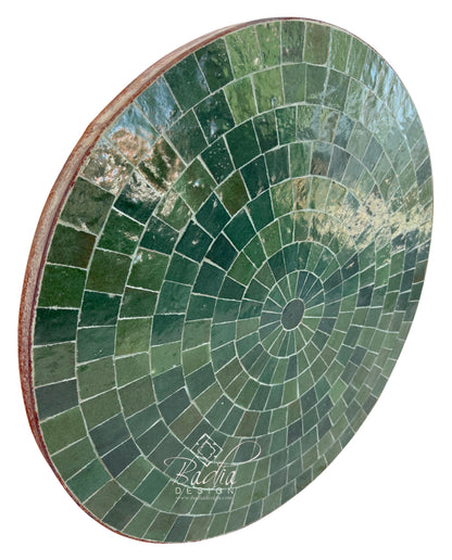 24" Moroccan Round Evergreen Tile Table Top