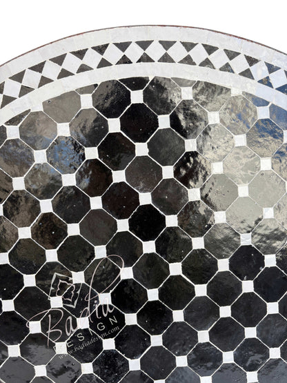 36" Black and White Tile Table Top