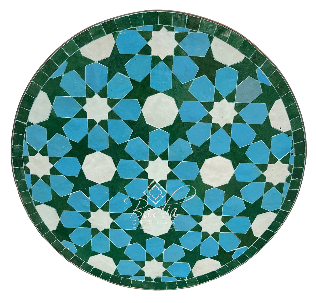 Round Moroccan Multi-Color Tile Table Top