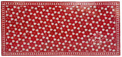 40"W x 80"L Red and White Intricate Rectangular Tile Table Top