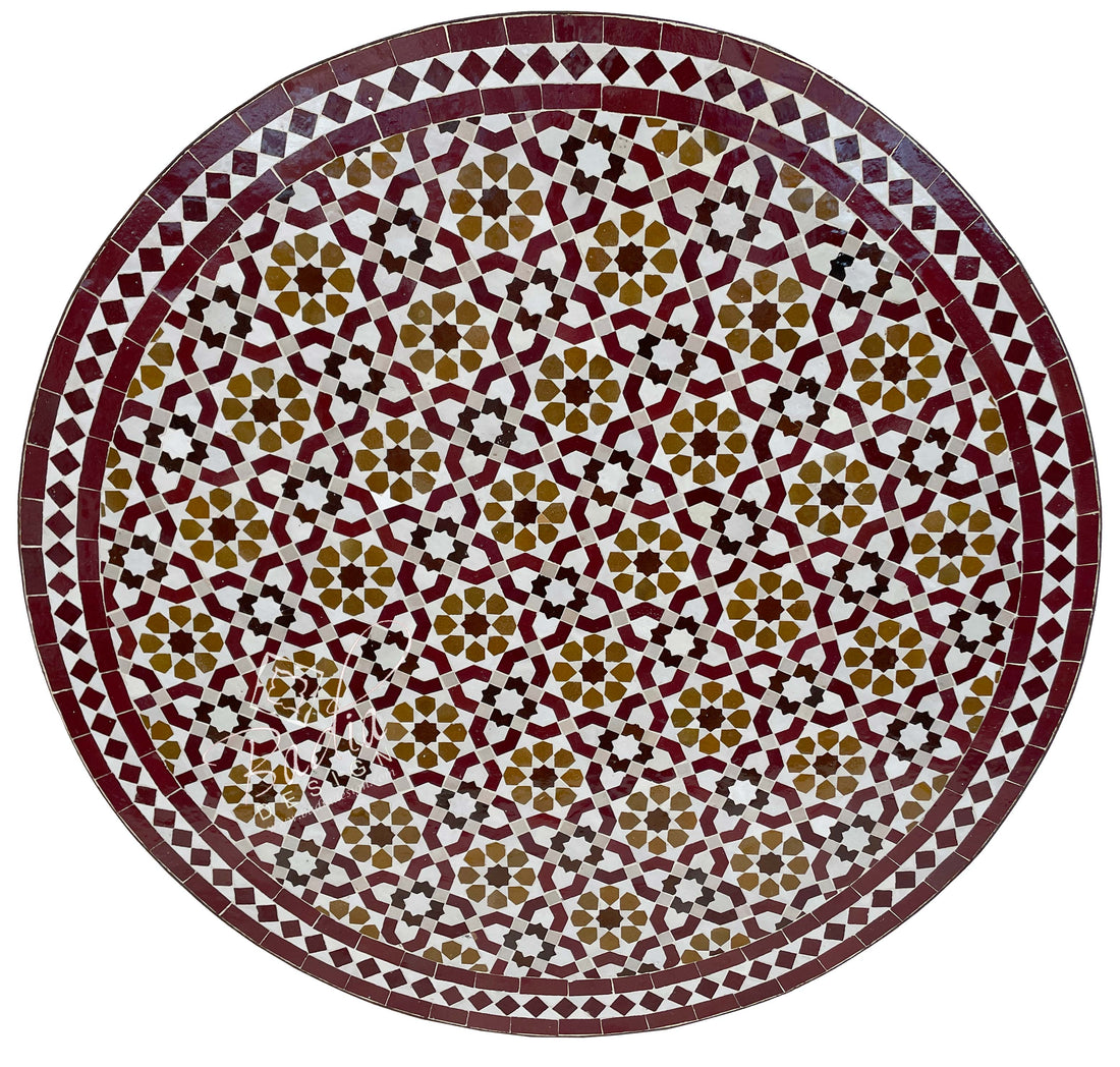 Red Multi-Color Moroccan Mosaic Tile Table Top