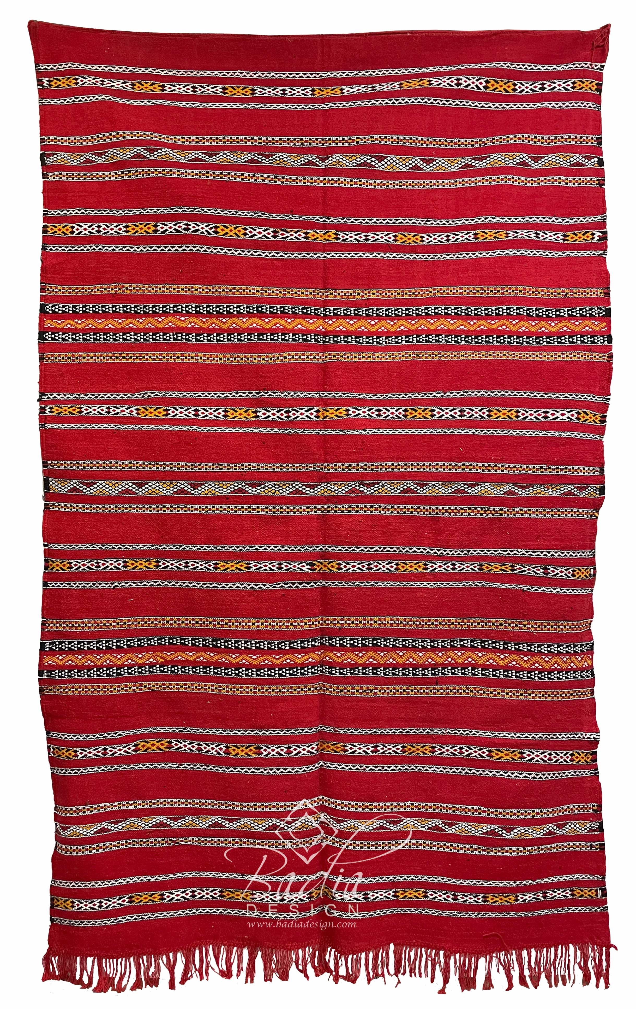 Red Multi-Color Handmade Moroccan Kilim Rug