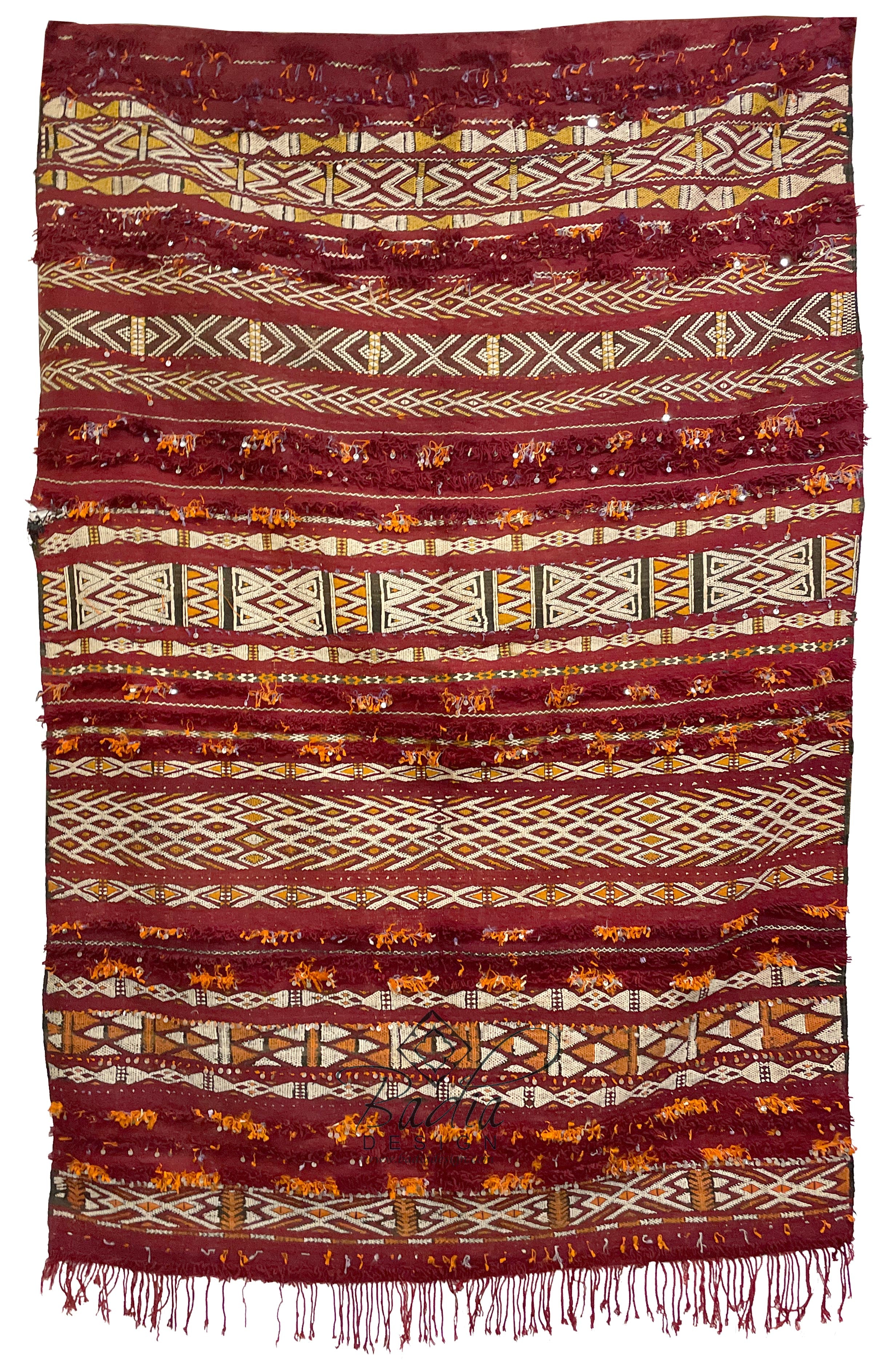 Red Multi-Color Traditional Moroccan Kilim Rug