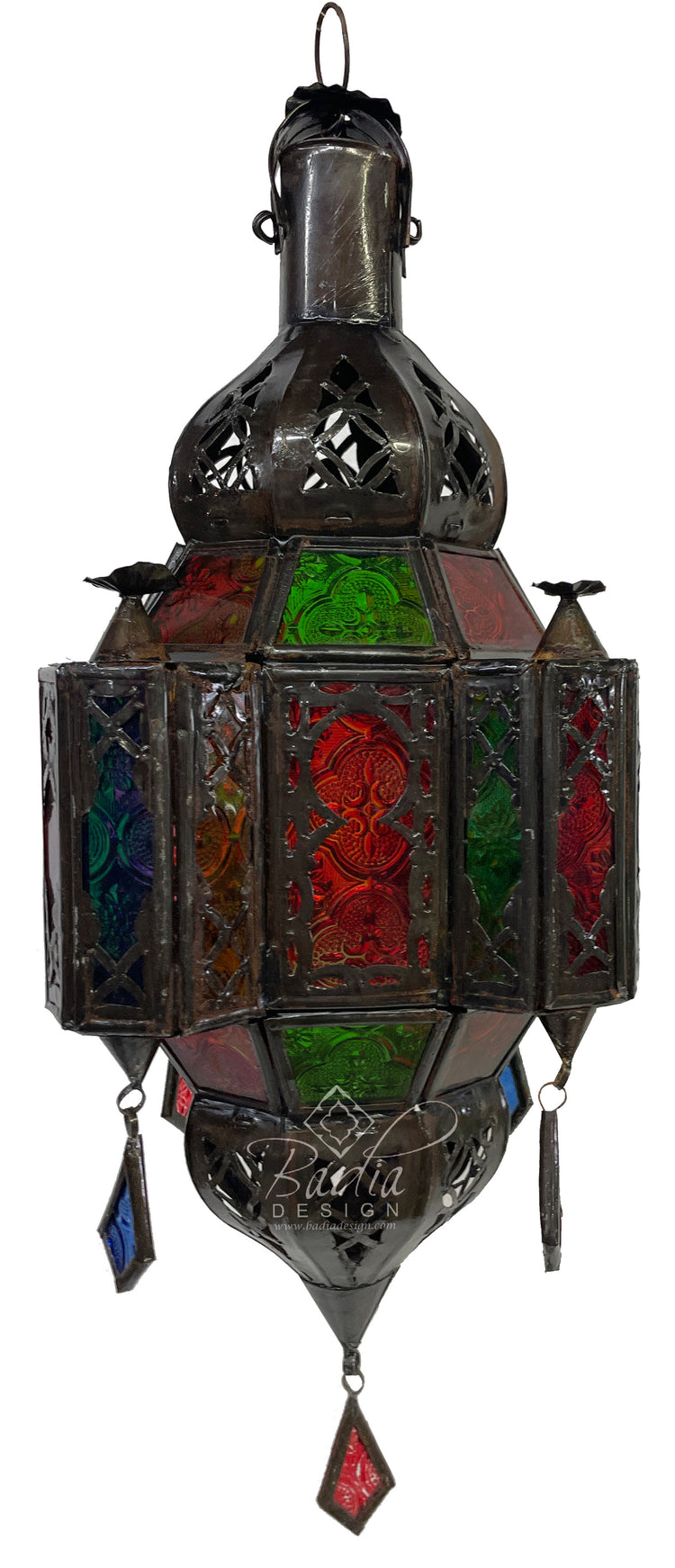 Traditional Moroccan Multi-Color Glass Lantern