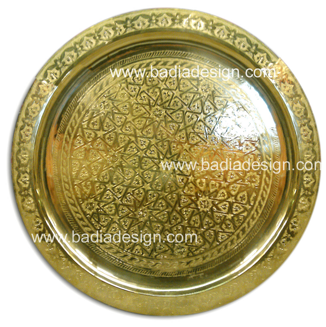 Moroccan Solid Brass Engraved Tray Table Top
