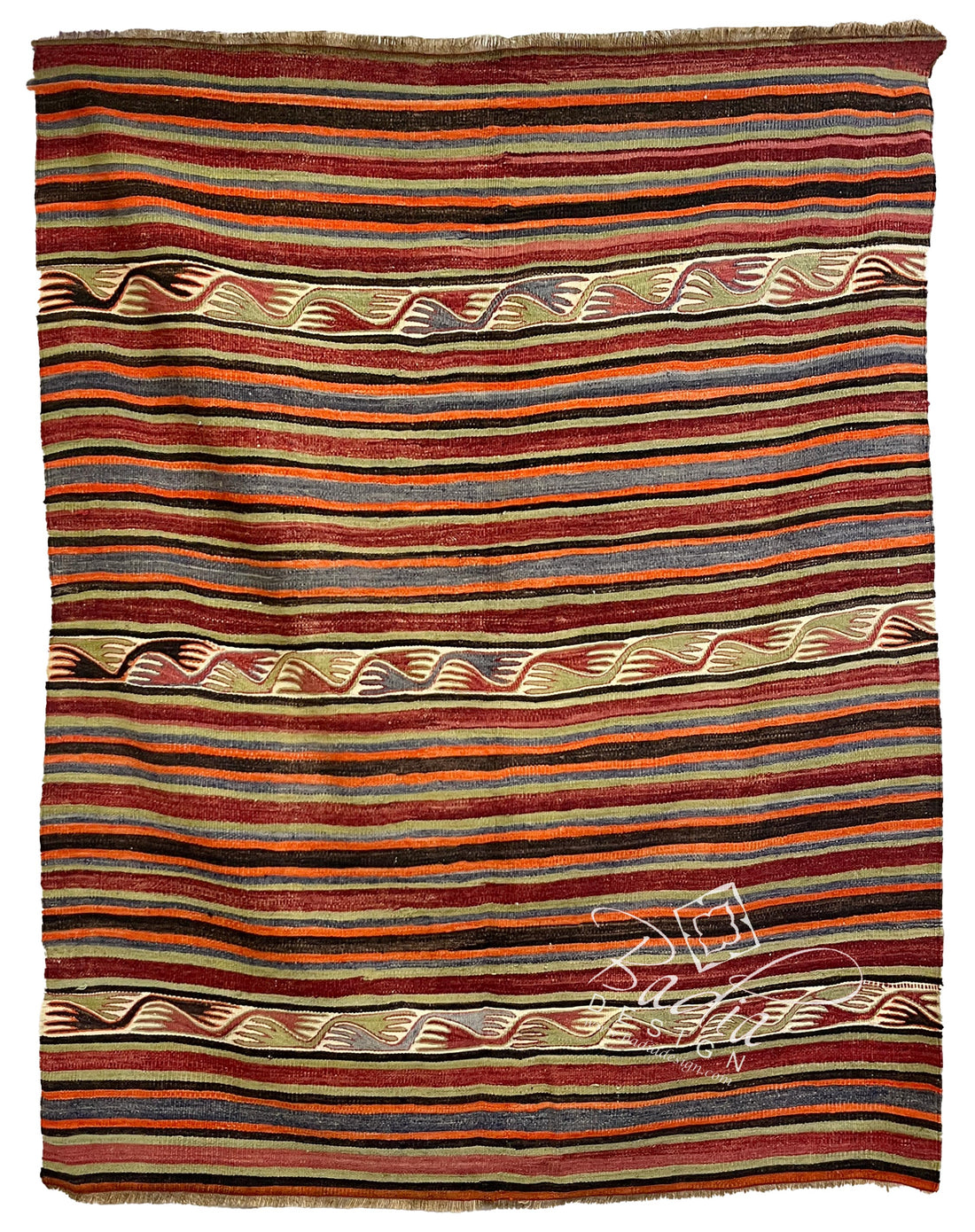 Traditional Turkish Area Rug with Geometric Designs