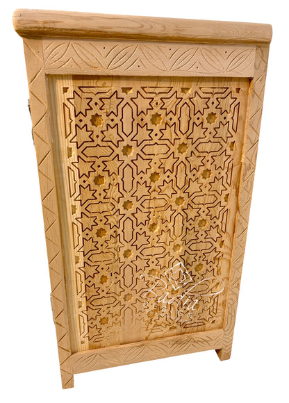 Unfinished Carved Wood Two-Door Cabinet