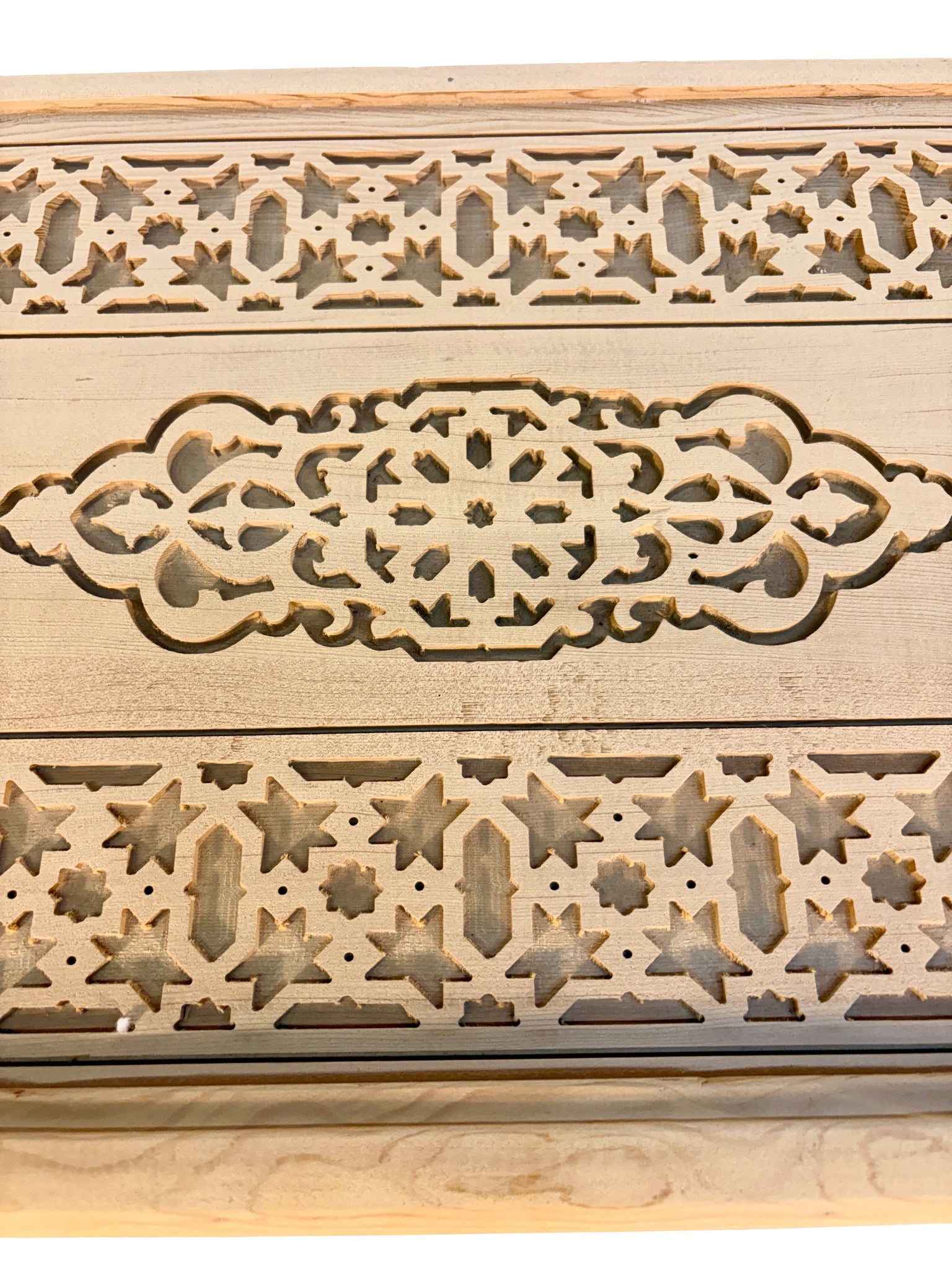 Unfinished Carved Wood Two-Door Cabinet