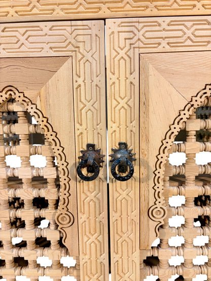 Unfinished Wooden Vanity with Moucharabieh Doors