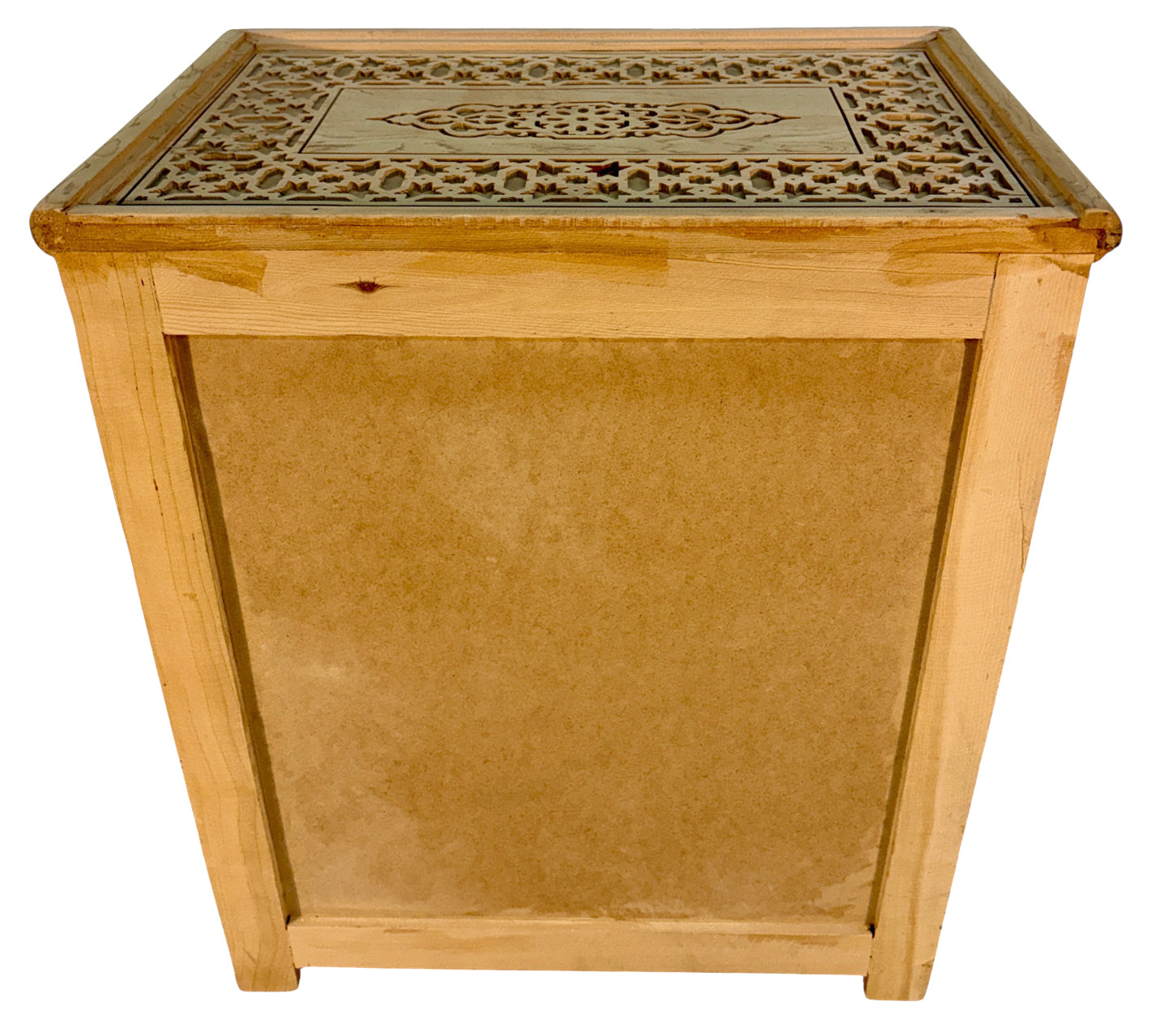 Unstained Hand-Carved Wooden Cabinet