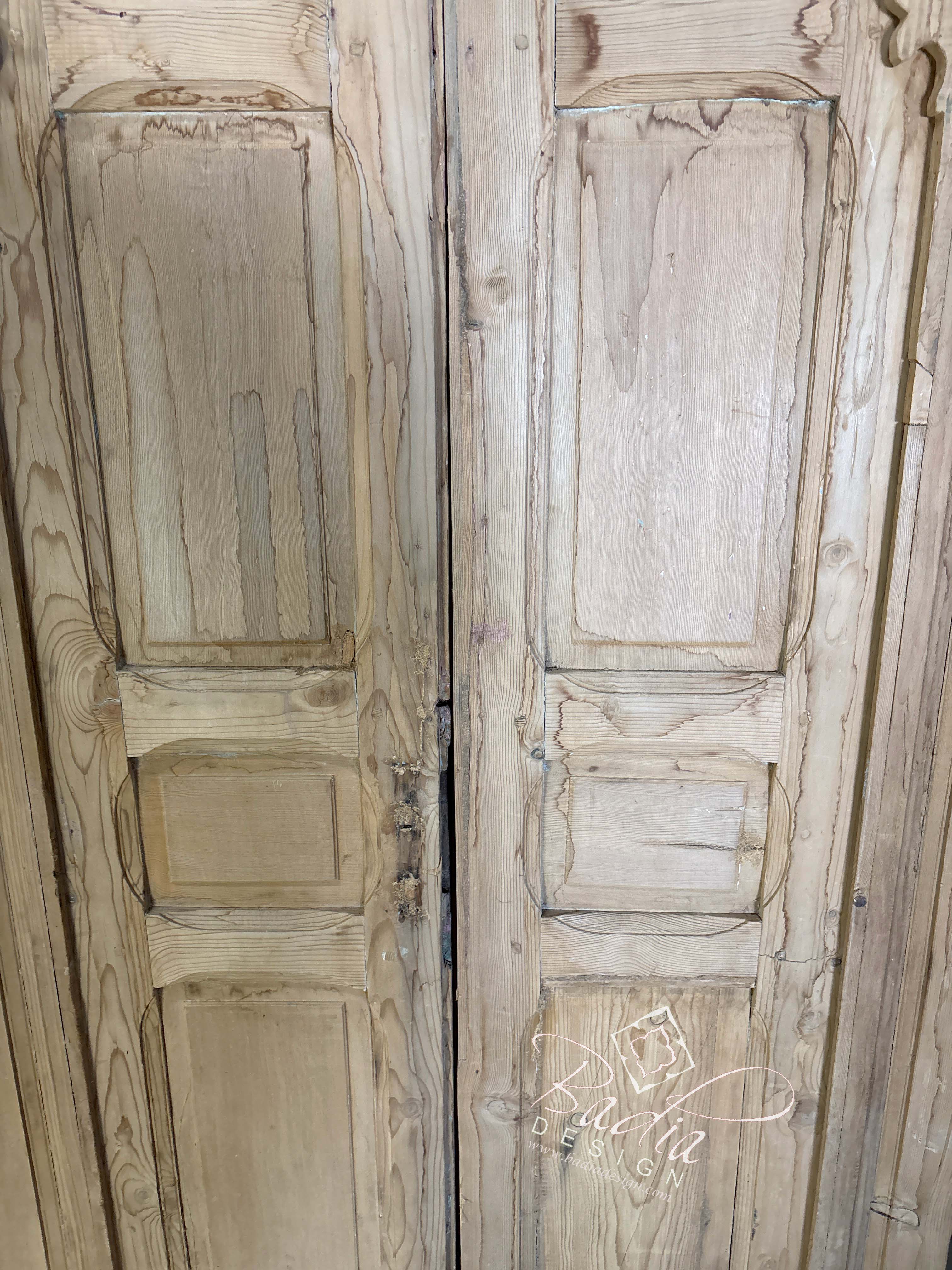 Unstained Hand Carved Wooden Door