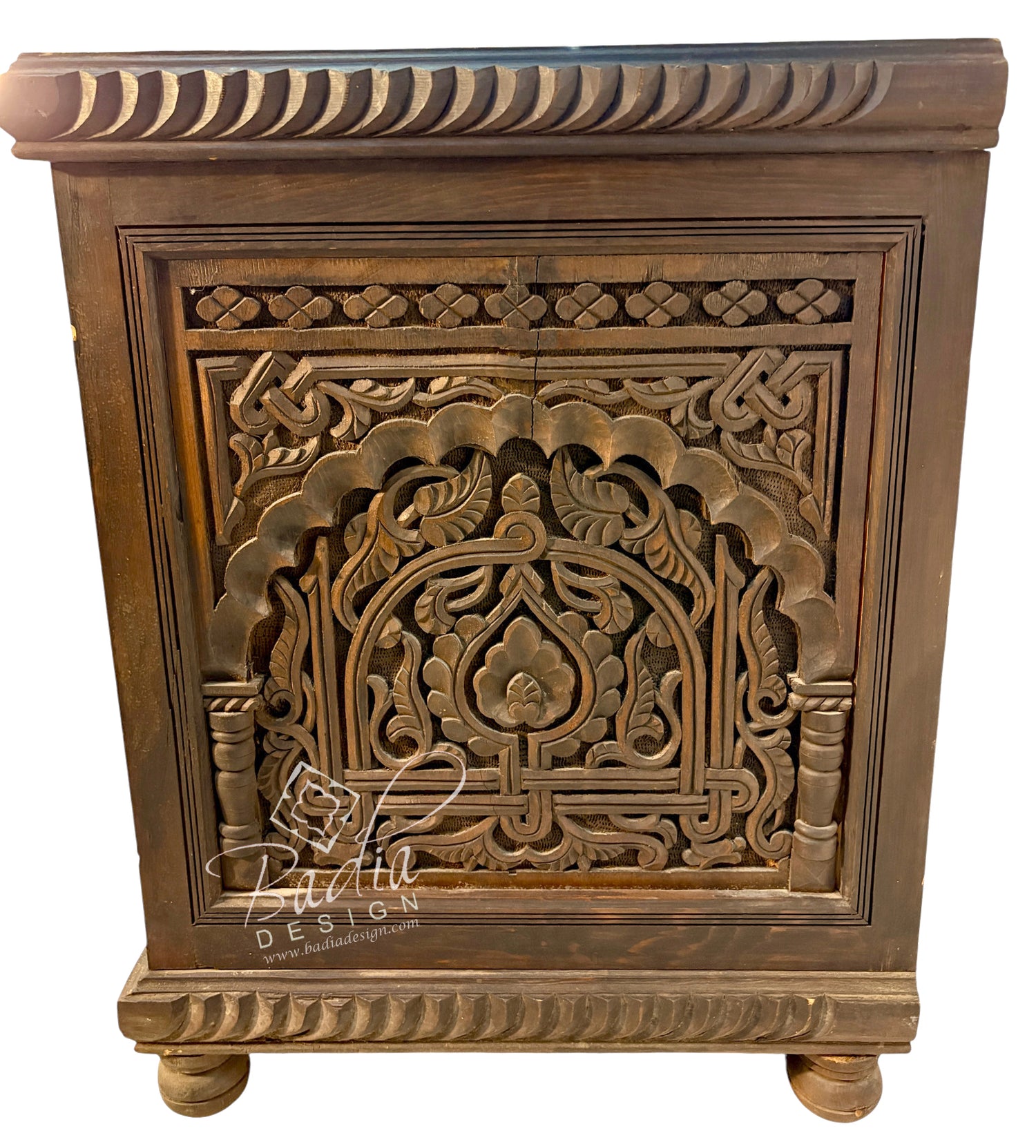 Vintage Hand-Carved Wooden Trunk