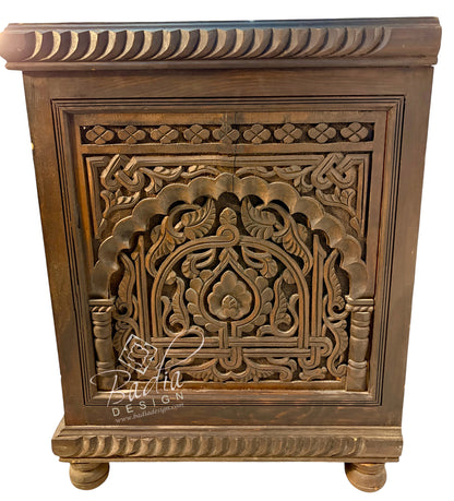 Vintage Hand-Carved Wooden Trunk
