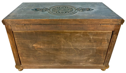Vintage Hand-Carved Wooden Trunk
