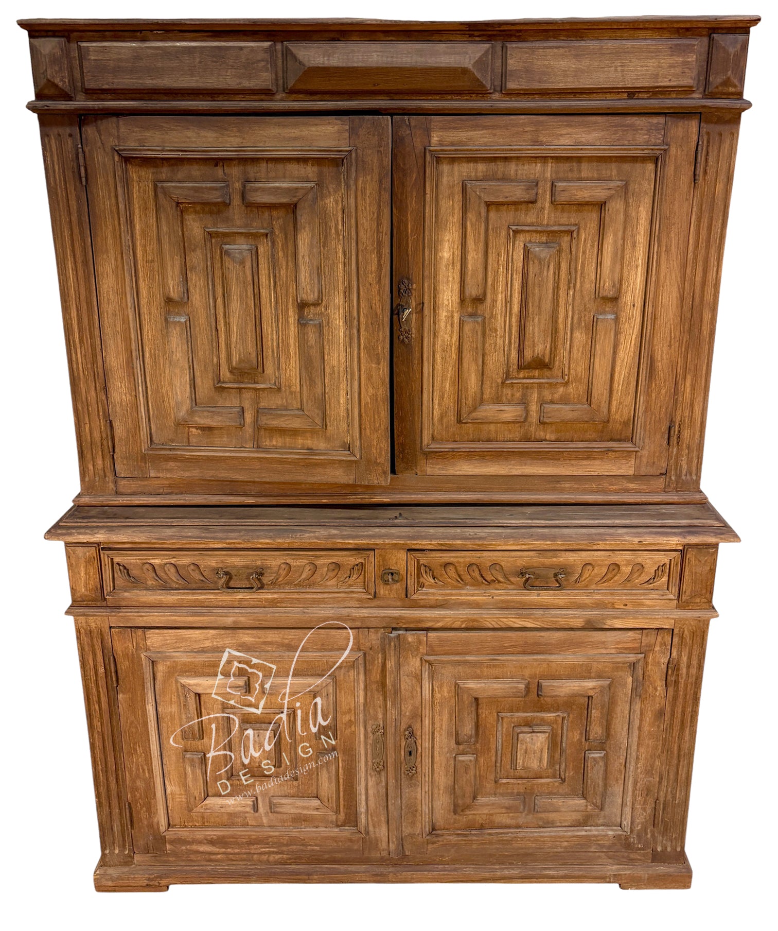Vintage Hand-Carved Wooden Storage Cabinet