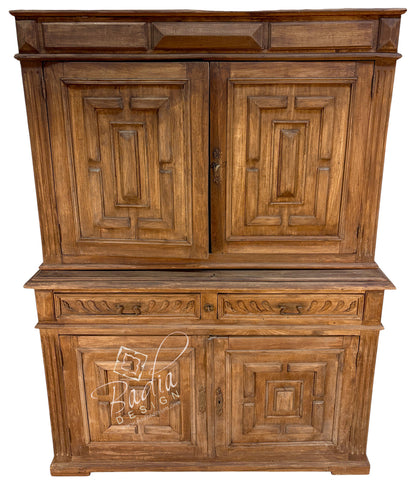 Vintage Hand-Carved Wooden Storage Cabinet