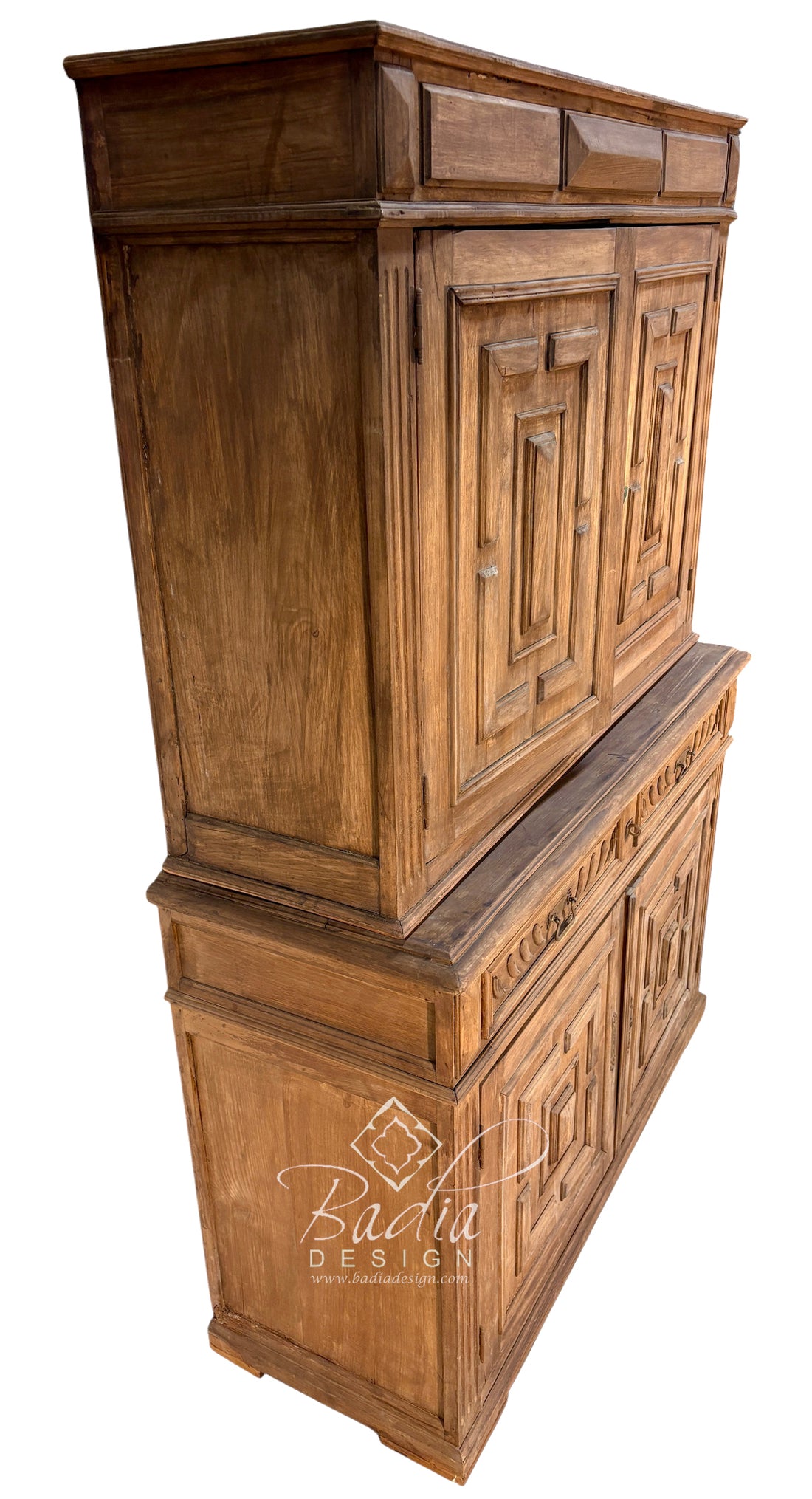 Vintage Hand-Carved Wooden Storage Cabinet