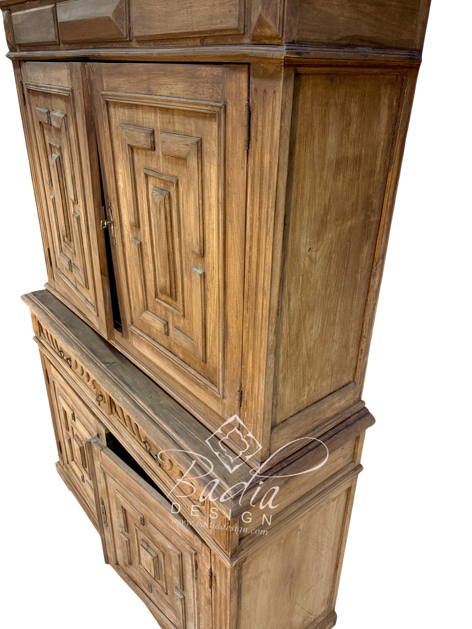 Vintage Hand-Carved Wooden Storage Cabinet