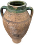 Vintage Moroccan Beige and Green Clay Planter with Handles