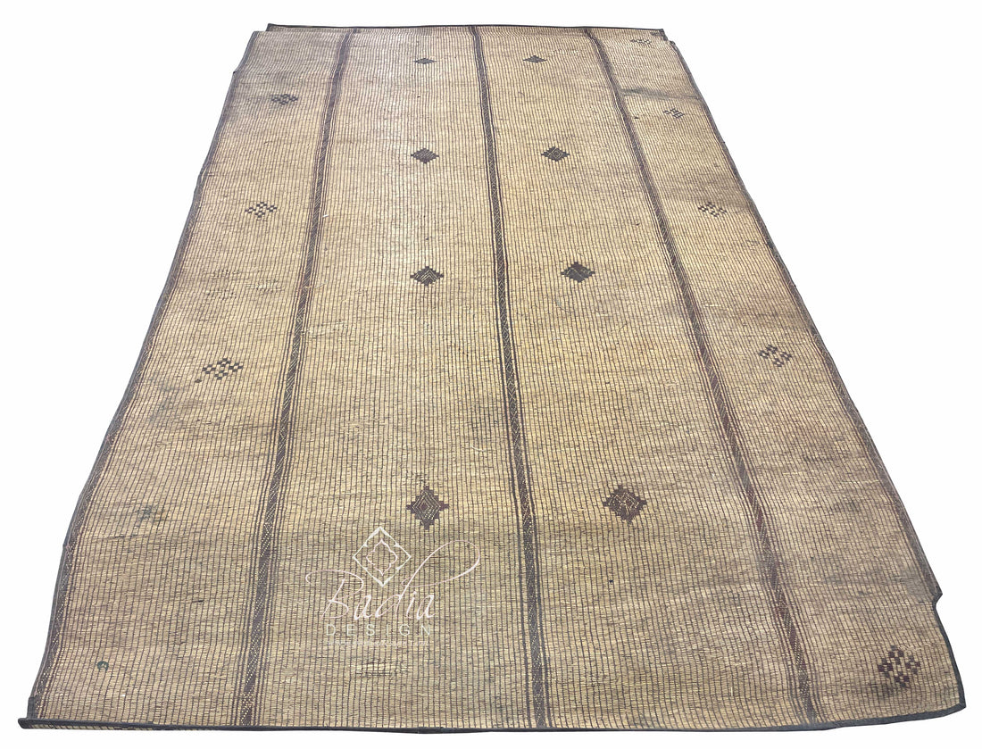 Vintage Handwoven Berber Straw Mat