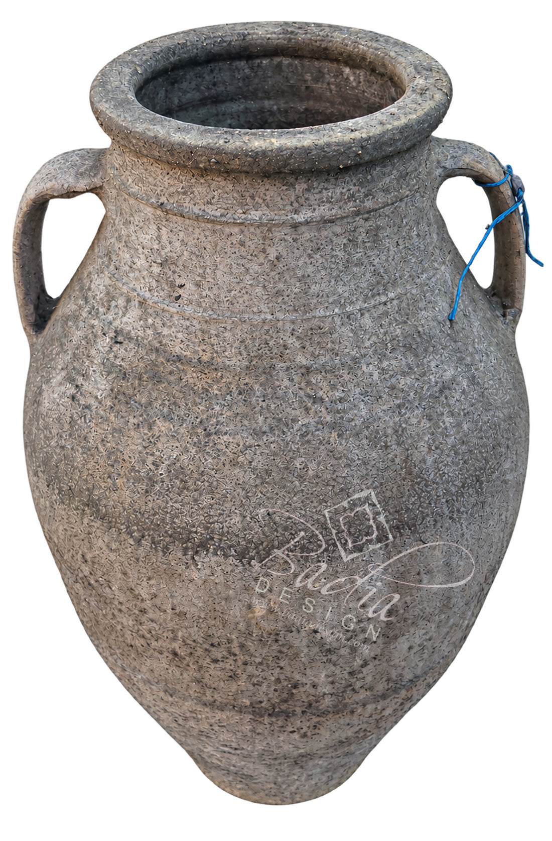 Vintage Moroccan Gray Clay Outdoor Planter with Handles