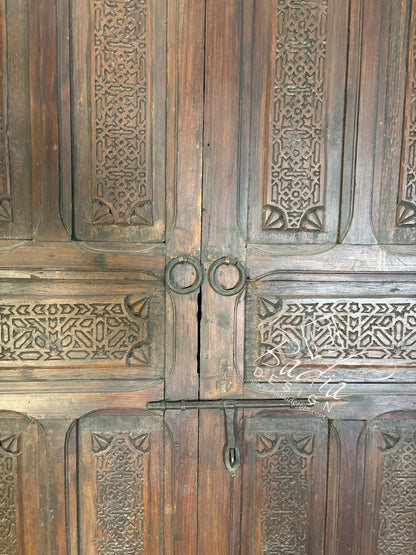 Vintage Hand Carved Wooden Door