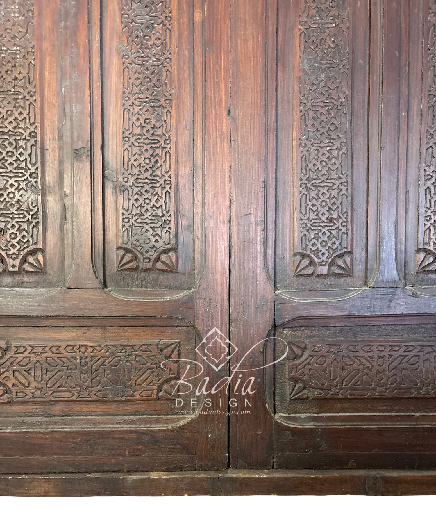 Vintage Hand Carved Wooden Door