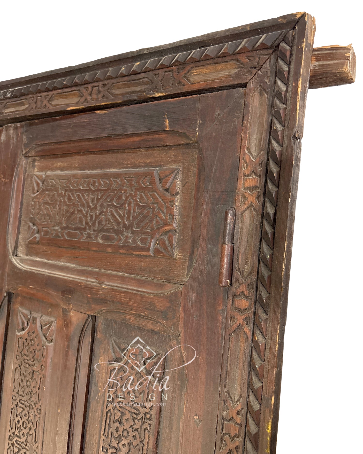 Vintage Hand Carved Wooden Door