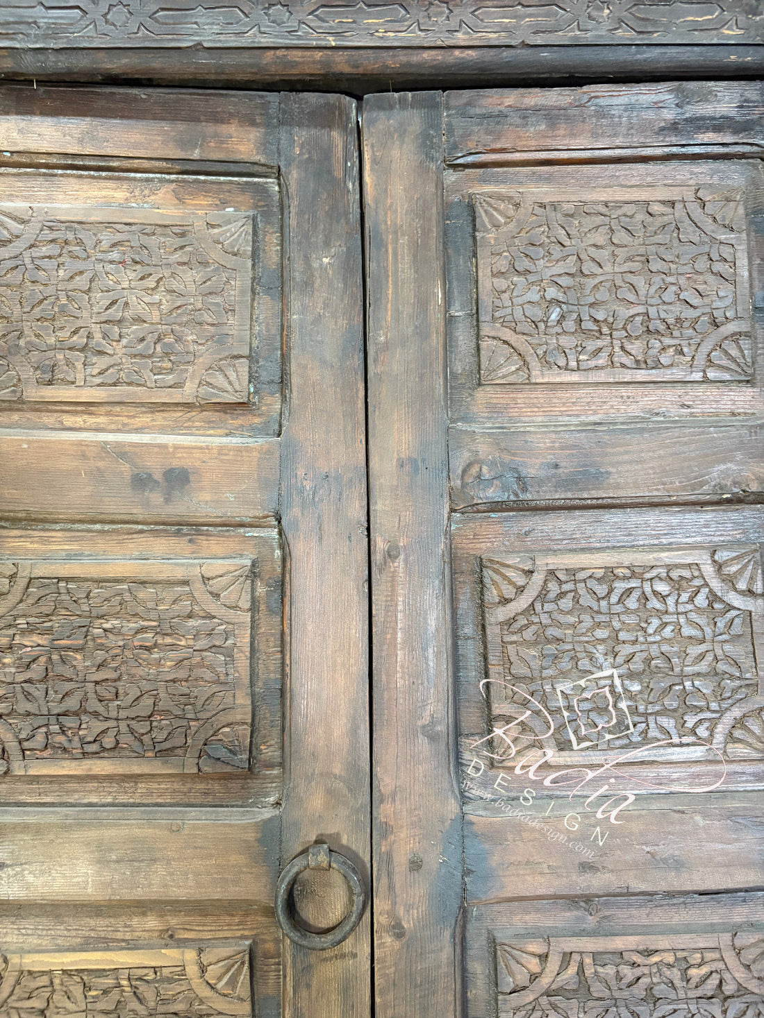 Vintage Hand Carved Wooden Door