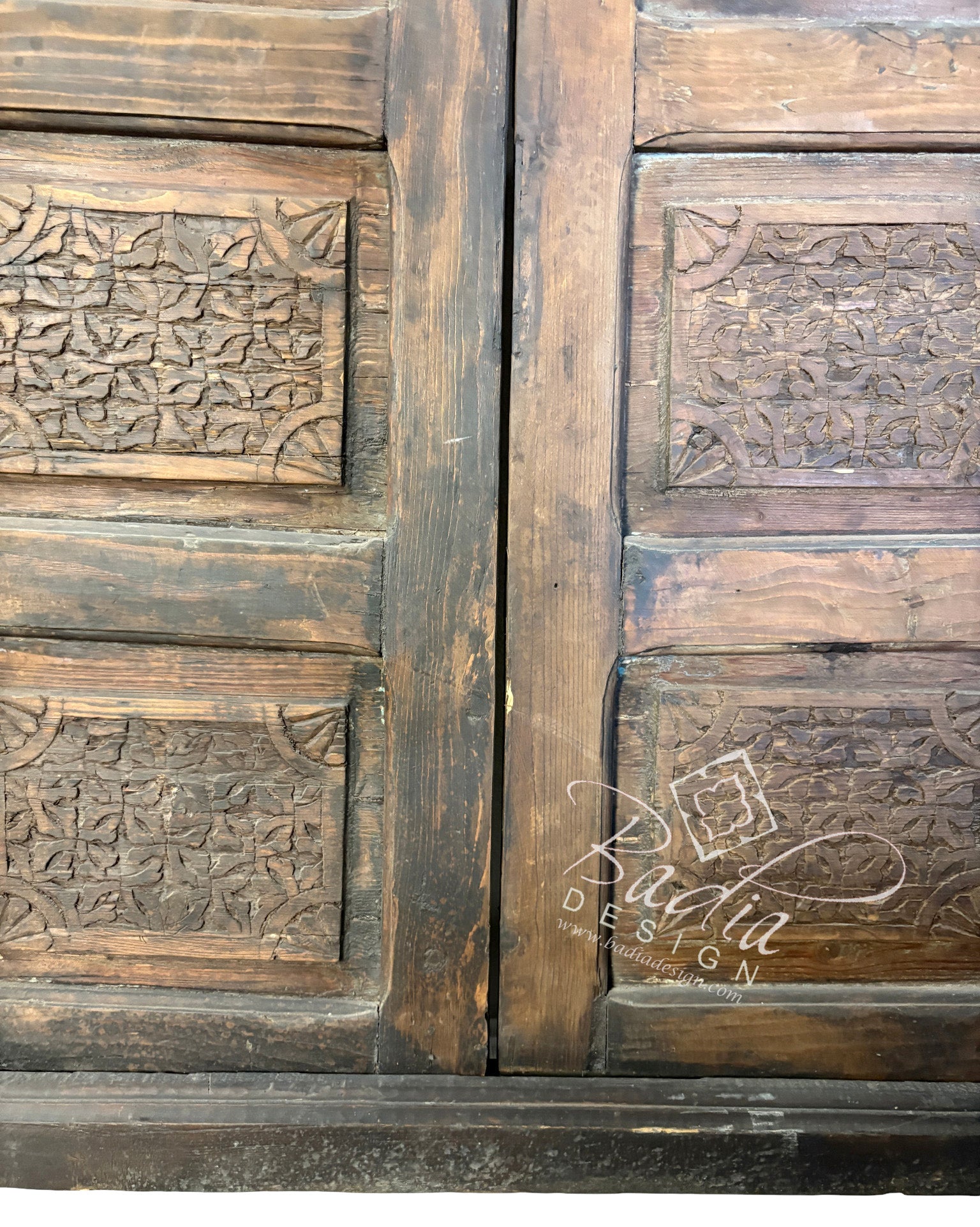 Vintage Hand Carved Wooden Door