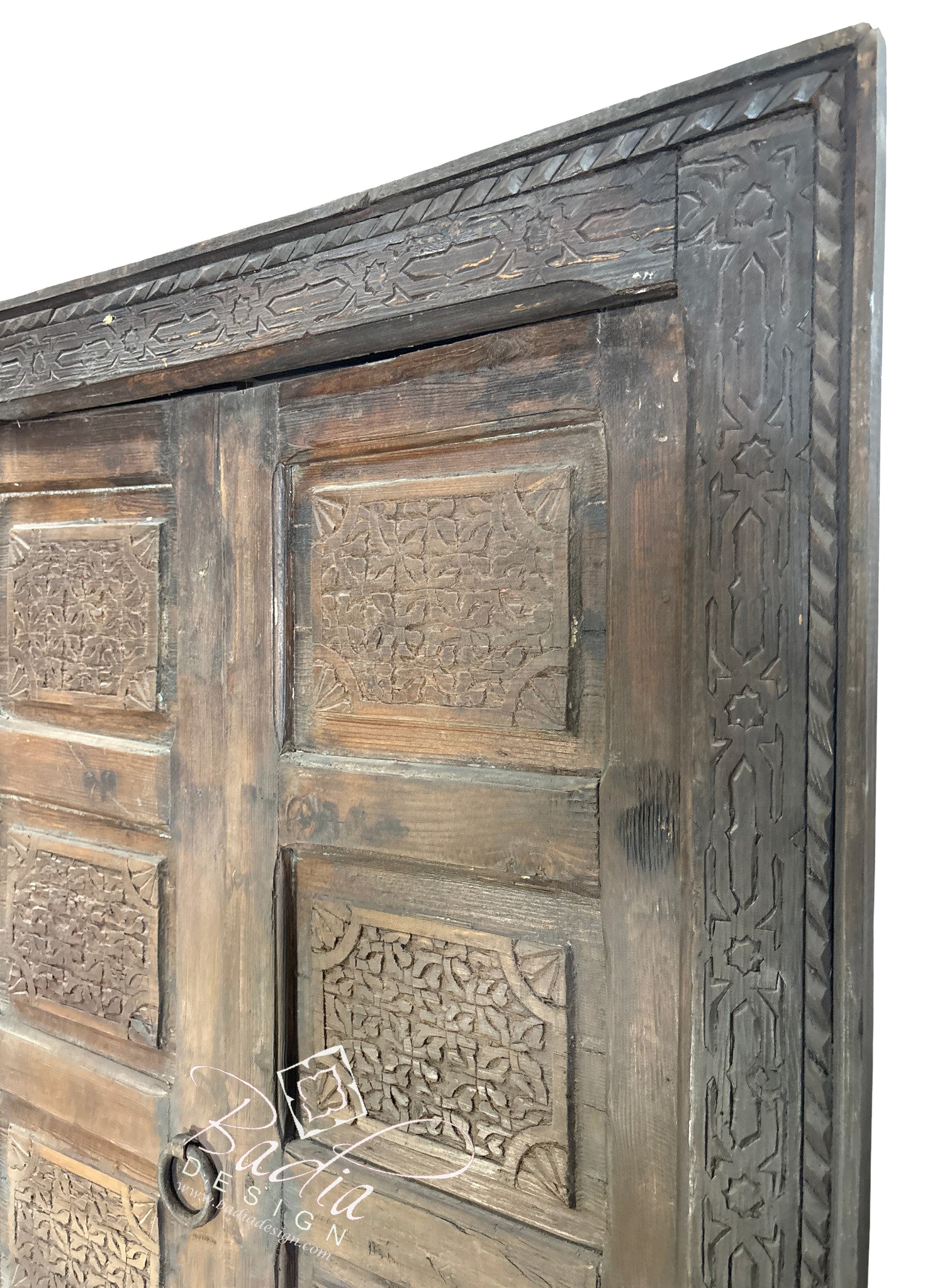 Vintage Hand Carved Wooden Door