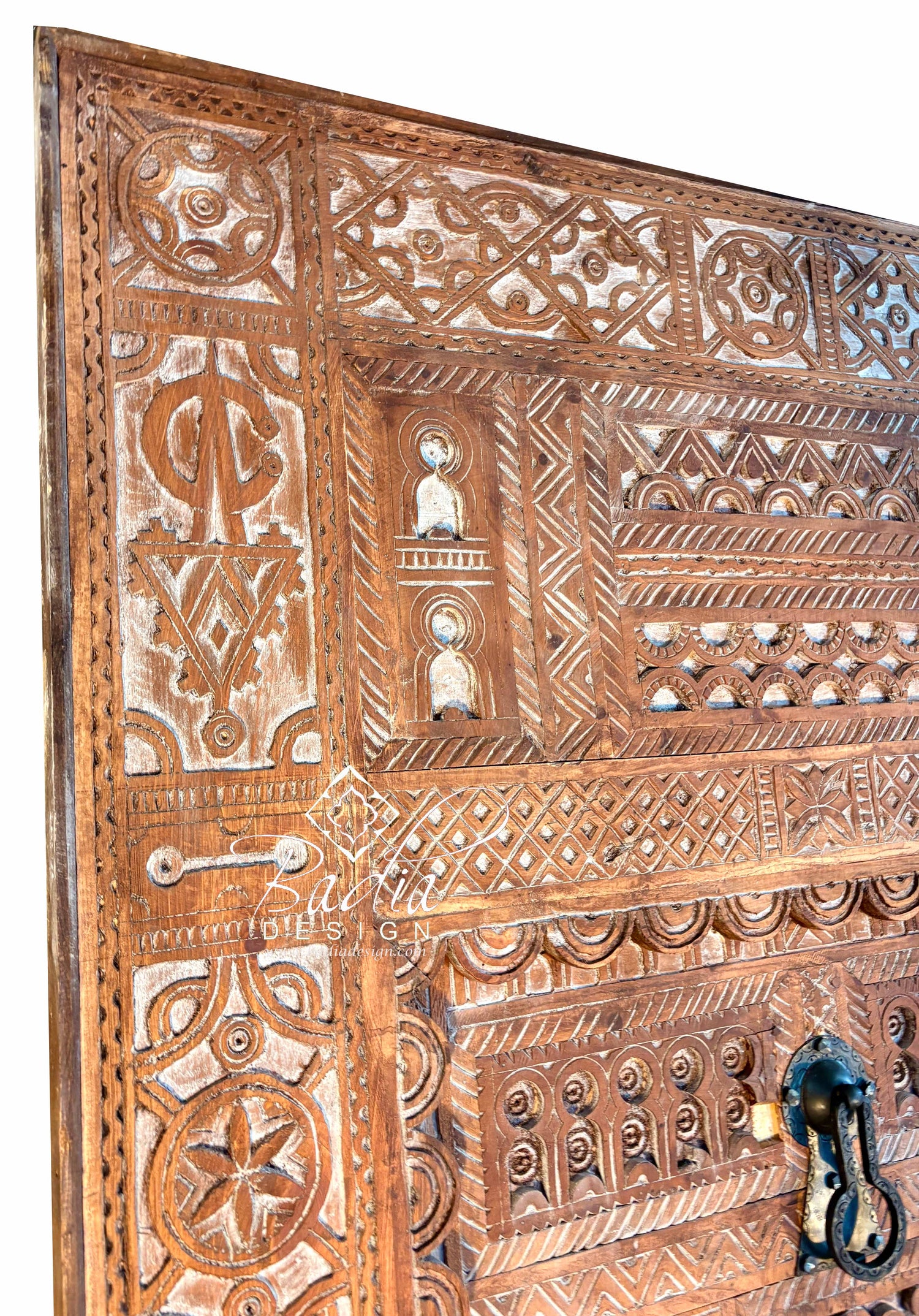 Vintage Wooden Door with Intricate Hand Carved Detail