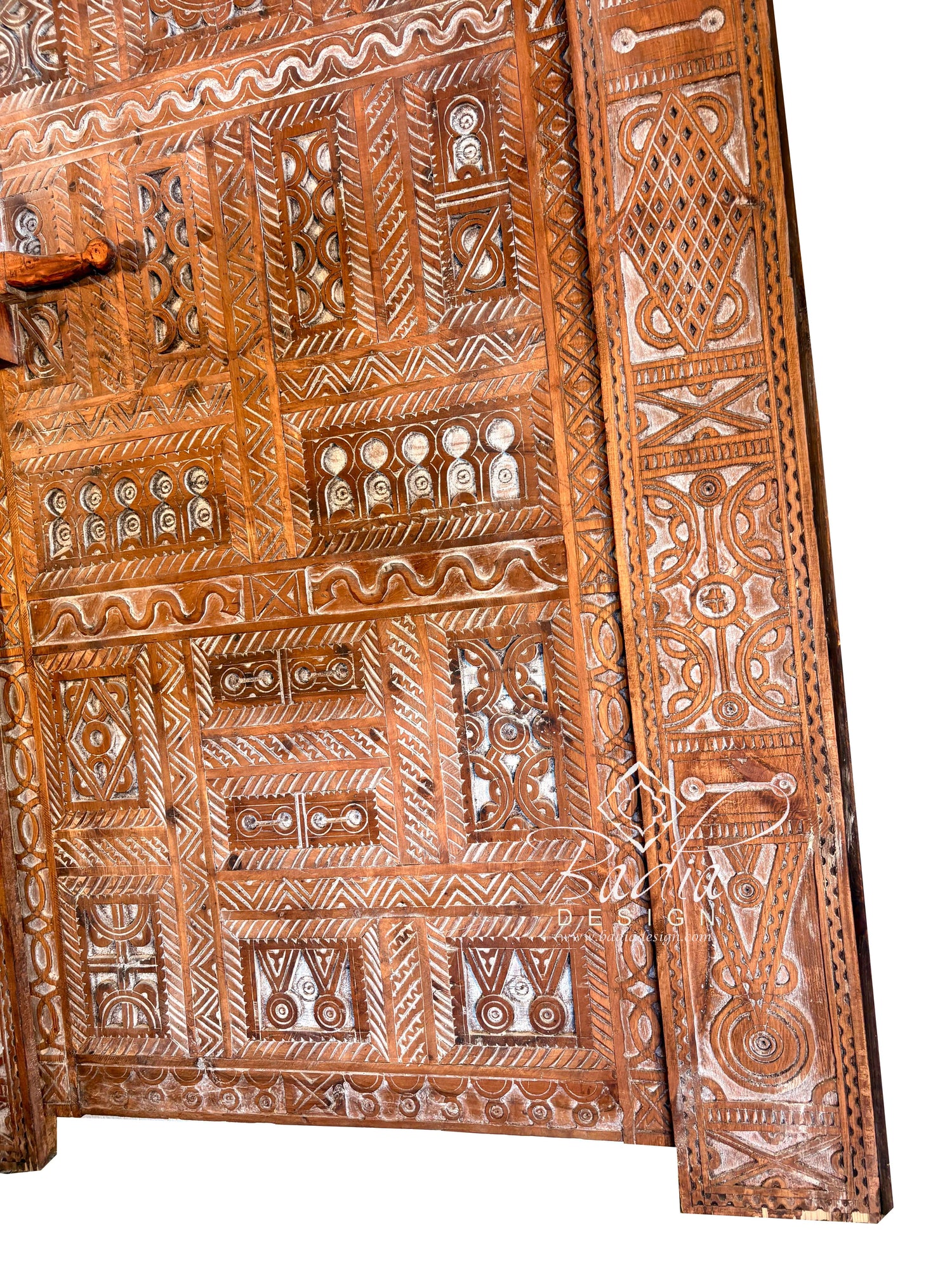 Vintage Wooden Door with Intricate Hand Carved Detail
