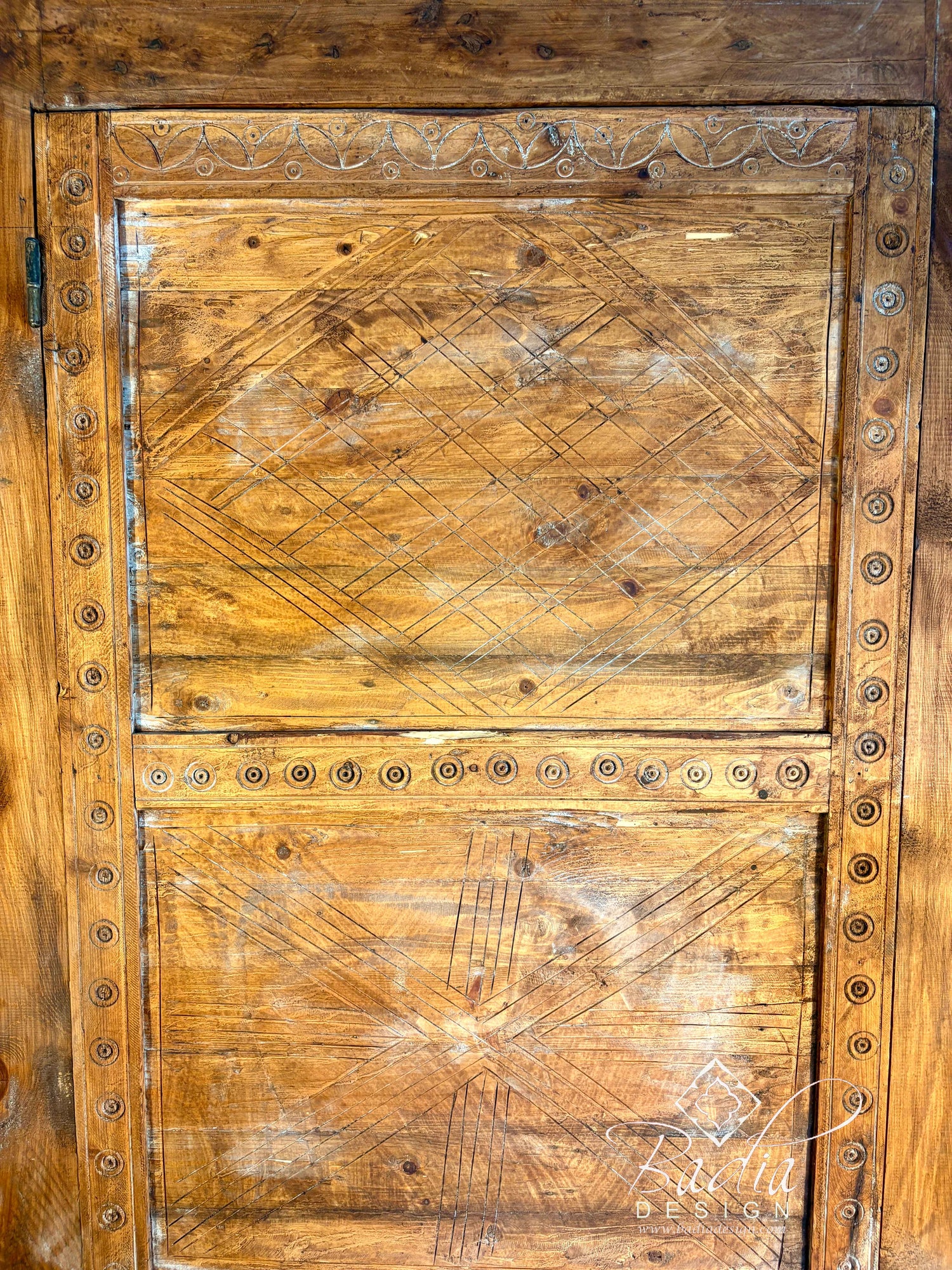 Vintage Wooden Door with Intricate Hand Carved Detail