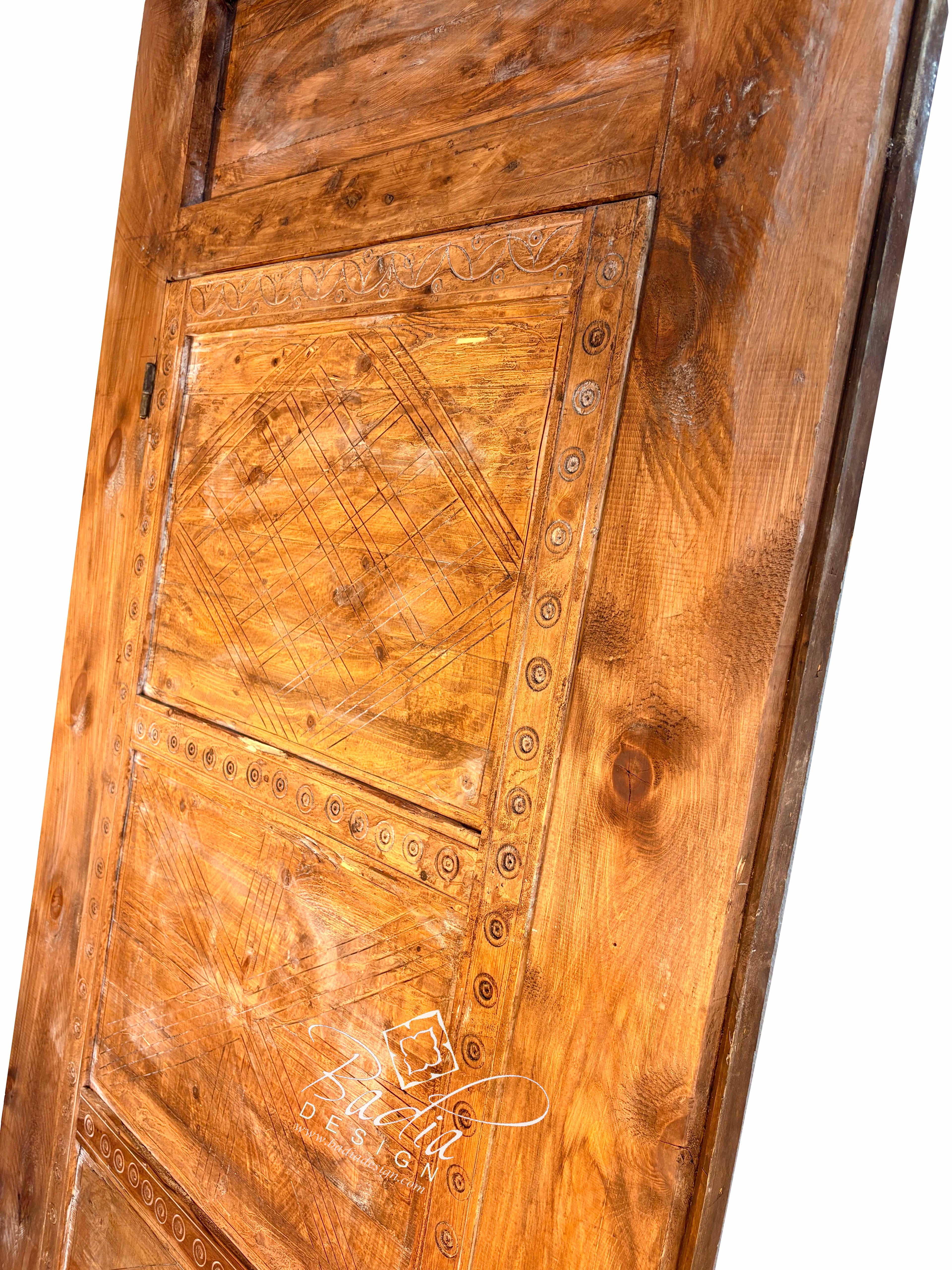Vintage Wooden Door with Intricate Hand Carved Detail